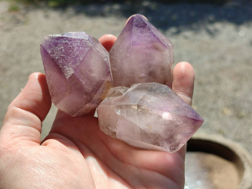 Natural Smokey Window Amethyst Crystals x 12 From Madagascar - Toprock Gemstones and Minerals 