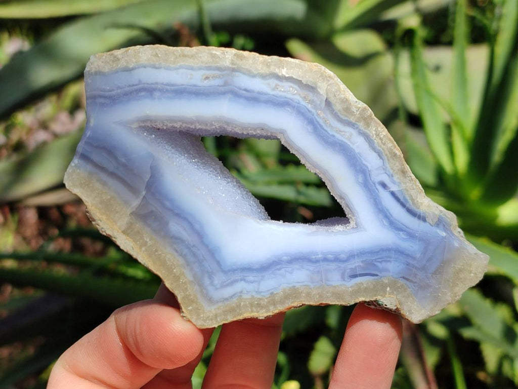 Polished Blue Lace Agate Geode Specimens x 6 From Nsanje, Malawi - Toprock Gemstones and Minerals 