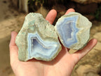Polished Blue Lace Agate Geode Specimens x 6 From Nsanje, Malawi - Toprock Gemstones and Minerals 