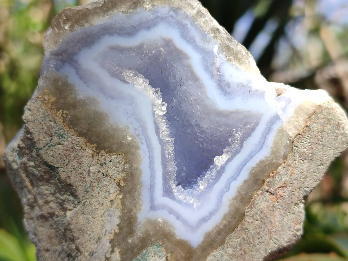 Polished Blue Lace Agate Geode Specimens x 6 From Nsanje, Malawi - Toprock Gemstones and Minerals 