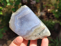 Polished Blue Lace Agate Geode Specimens x 6 From Nsanje, Malawi