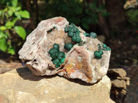 Natural Crystalline Ball Malachite and Drusy Quartz On Dolomite Matrix Specimen x 1 From Kambove, Congo