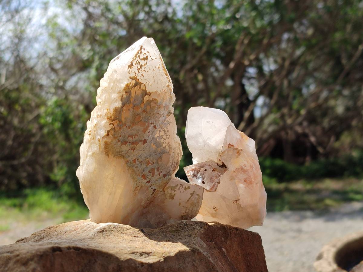 Natural Mixed Normal and Candle Quartz Crystal Clusters x 6 From Antsirabe, Madagascar - Toprock Gemstones and Minerals 