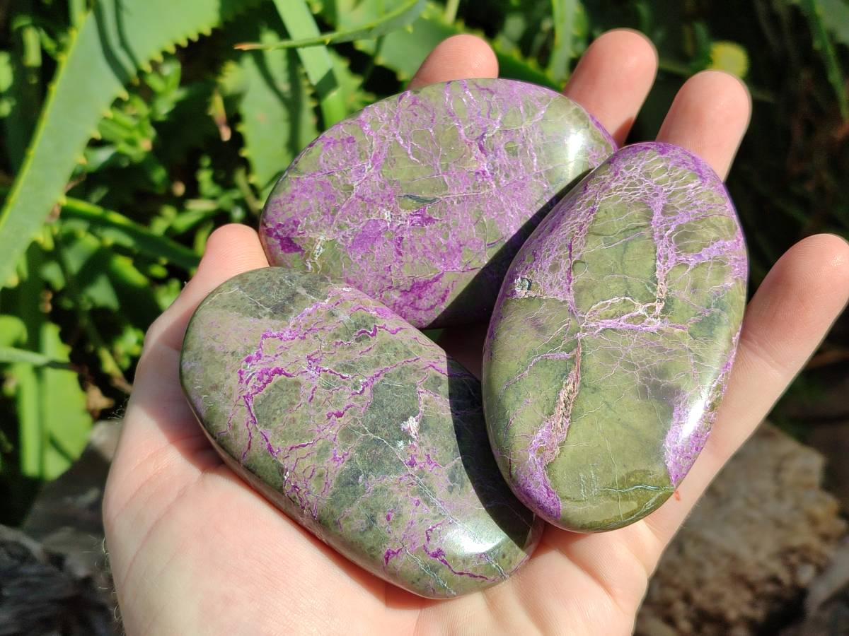 Polished Stichtite And Watermelon Fluorite Free Forms x 6 From Southern Africa - Toprock Gemstones and Minerals 