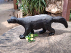 Polished Groovy Black Soapstone Honey Badger Carving x 1 From Zimbabwe - Toprock Gemstones and Minerals 