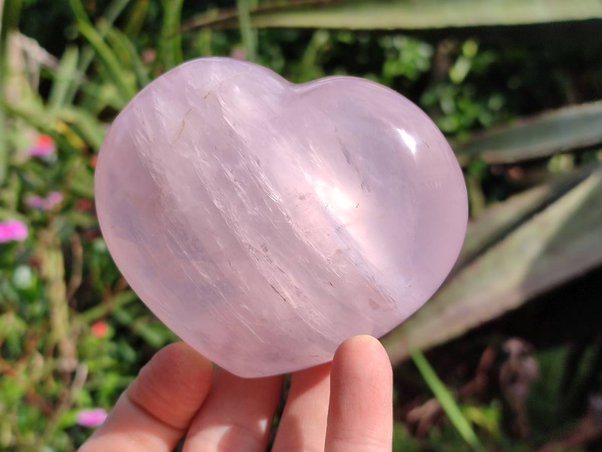 Polished Rose Quartz Hearts x 6 From Madagascar - Toprock Gemstones and Minerals 