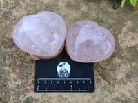 Polished Rose Quartz Hearts x 6 From Madagascar
