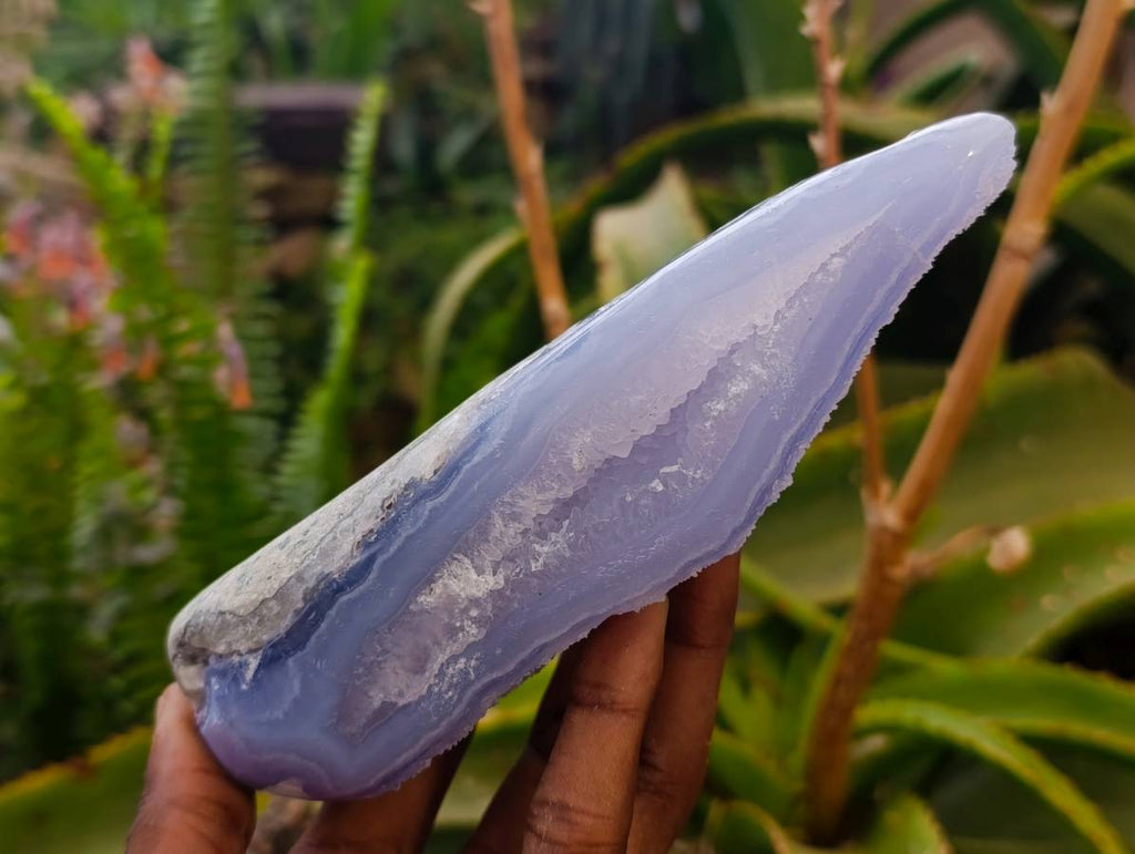 Polished Blue Lace Agate Standing Free Forms x 2 From Nsanje, Malawi - Toprock Gemstones and Minerals 