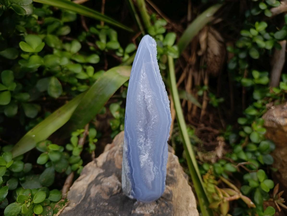 Polished Blue Lace Agate Standing Free Forms x 2 From Nsanje, Malawi - Toprock Gemstones and Minerals 