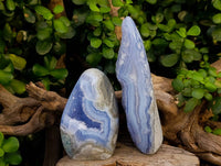 Polished Blue Lace Agate Standing Free Forms x 2 From Nsanje, Malawi
