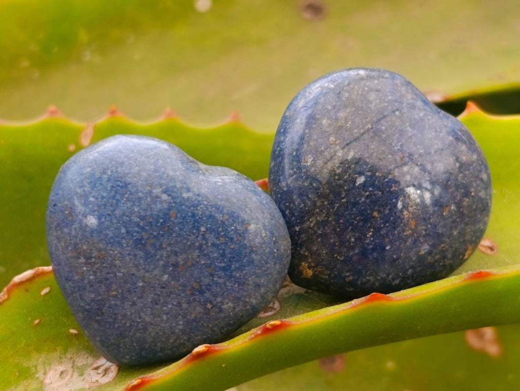 Polished Lazulite Hearts x 35 From Madagascar - Toprock Gemstones and Minerals 