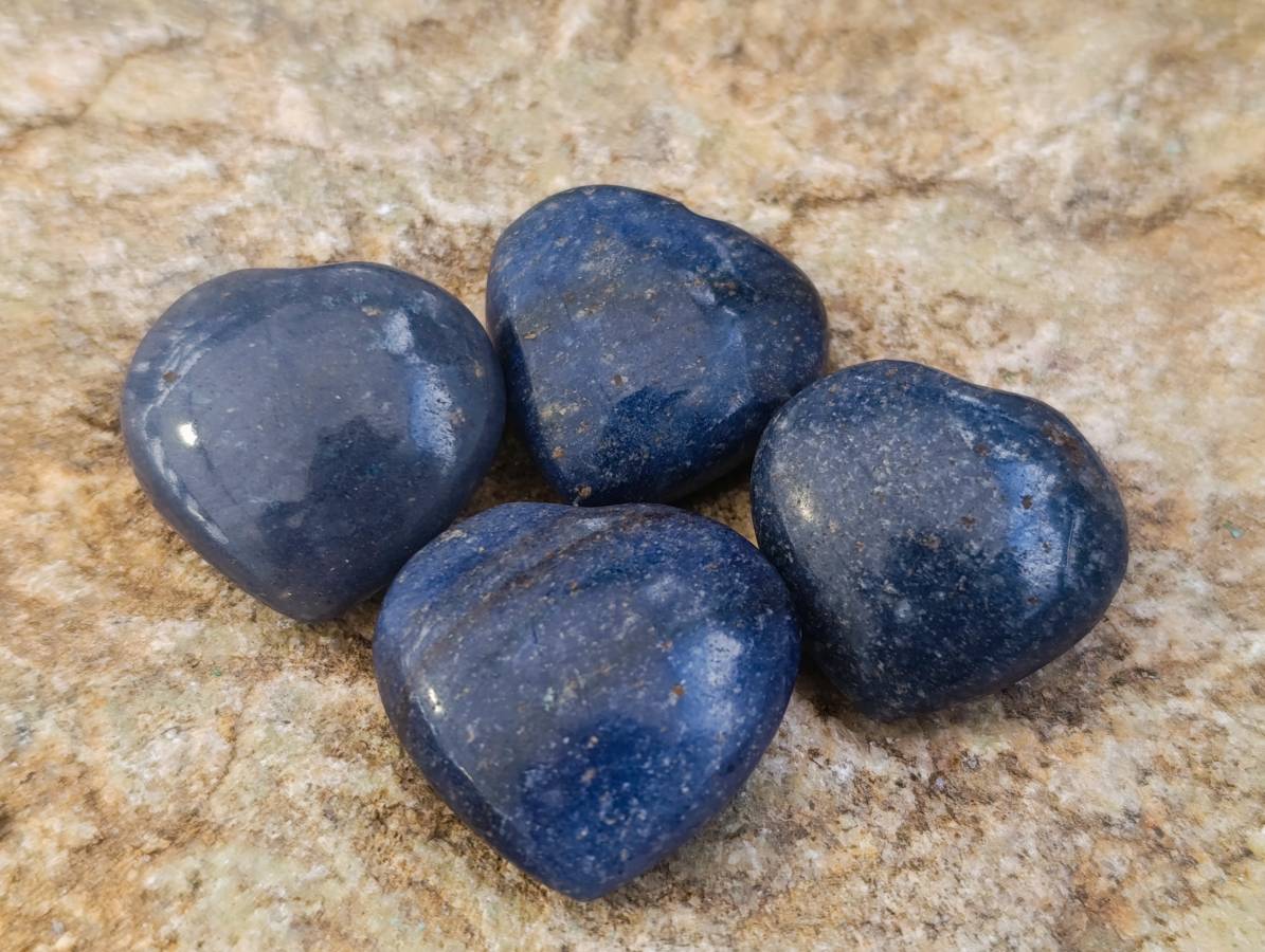 Polished Lazulite Hearts x 35 From Madagascar - Toprock Gemstones and Minerals 