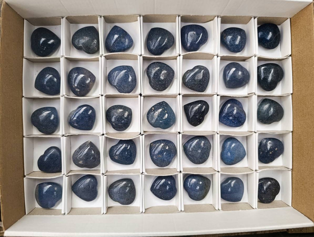 Polished Lazulite Hearts x 35 From Madagascar - Toprock Gemstones and Minerals 