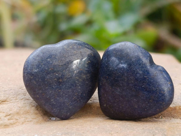 Polished Lazulite Hearts x 35 From Madagascar
