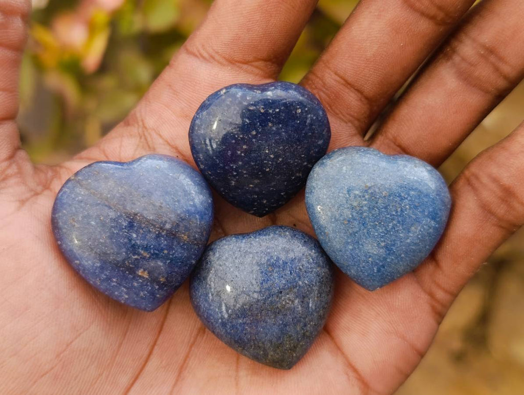 Polished Lazulite Hearts x 35 From Madagascar - Toprock Gemstones and Minerals 