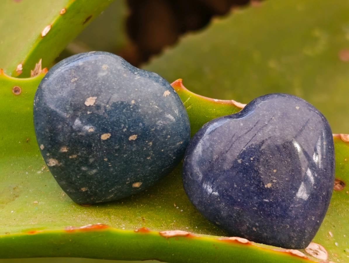 Polished Lazulite Hearts x 35 From Madagascar - Toprock Gemstones and Minerals 