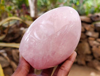 Polished Rose Quartz Standing Free Forms x 2 From Madagascar