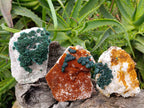 Natural Crystalline Ball Malachite and Drusy Quartz On Dolomite Matrix Specimens x 3 From Kambove, Congo - Toprock Gemstones and Minerals 