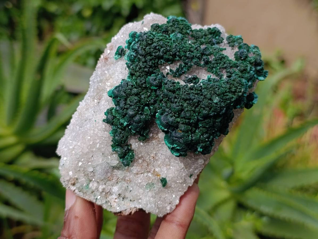 Natural Crystalline Ball Malachite and Drusy Quartz On Dolomite Matrix Specimens x 3 From Kambove, Congo - Toprock Gemstones and Minerals 