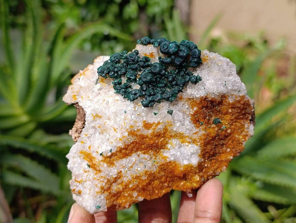 Natural Crystalline Ball Malachite and Drusy Quartz On Dolomite Matrix Specimens x 3 From Kambove, Congo - Toprock Gemstones and Minerals 