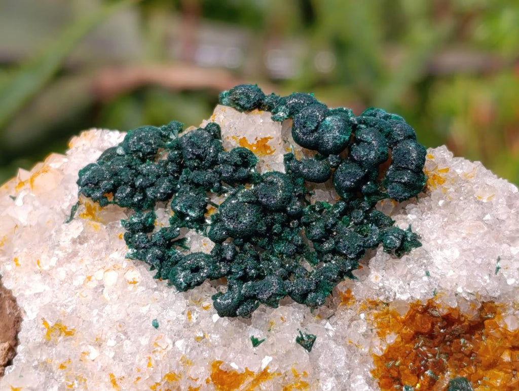 Natural Crystalline Ball Malachite and Drusy Quartz On Dolomite Matrix Specimens x 3 From Kambove, Congo - Toprock Gemstones and Minerals 