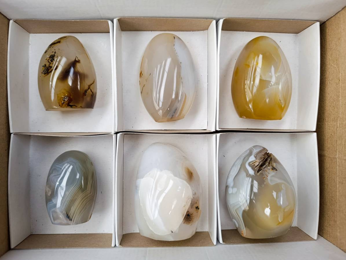 Polished Banded Agate Standing Free Forms x 6 From Madagascar - Toprock Gemstones and Minerals 