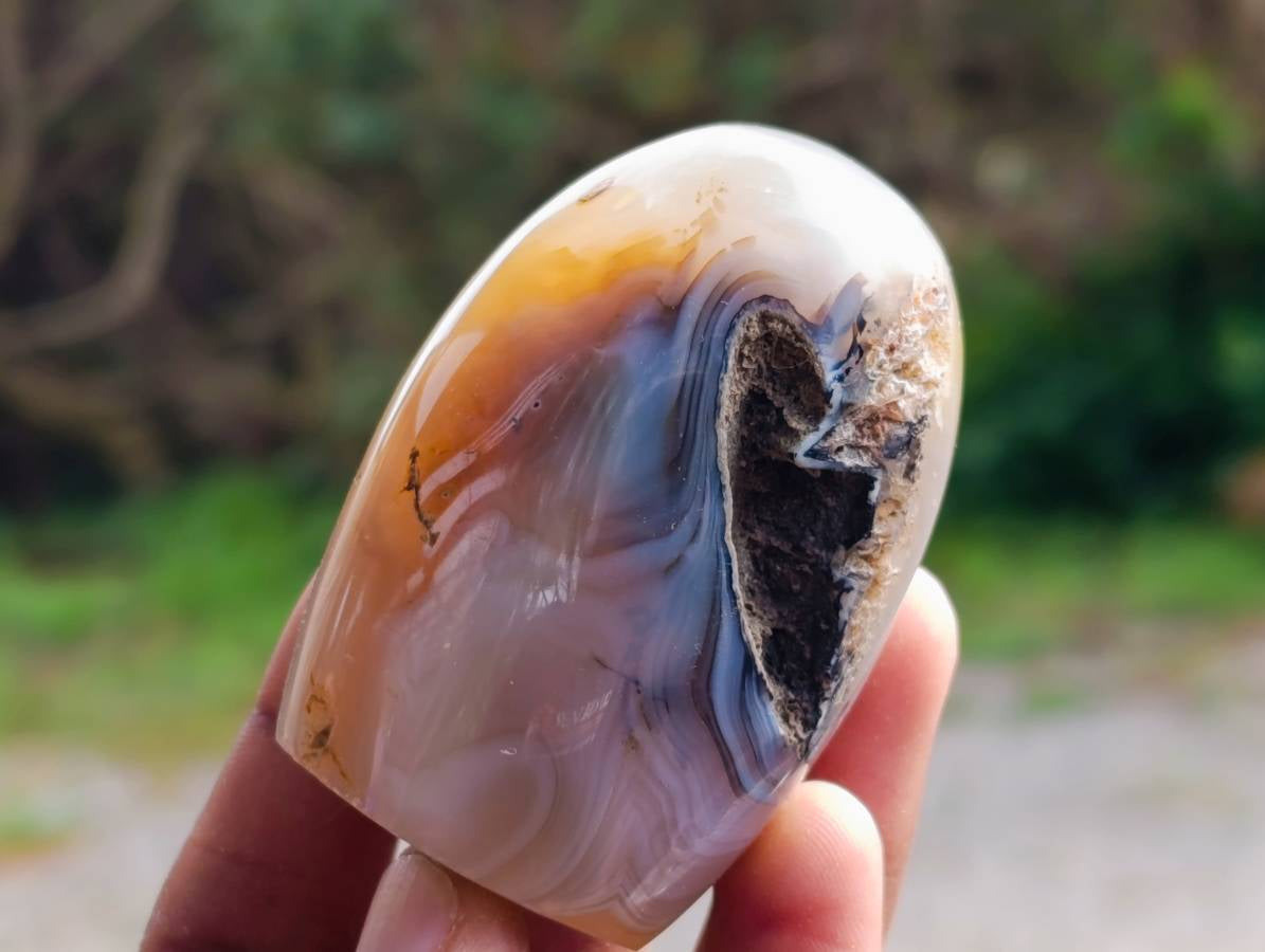 Polished Banded Agate Standing Free Forms x 6 From Madagascar - Toprock Gemstones and Minerals 
