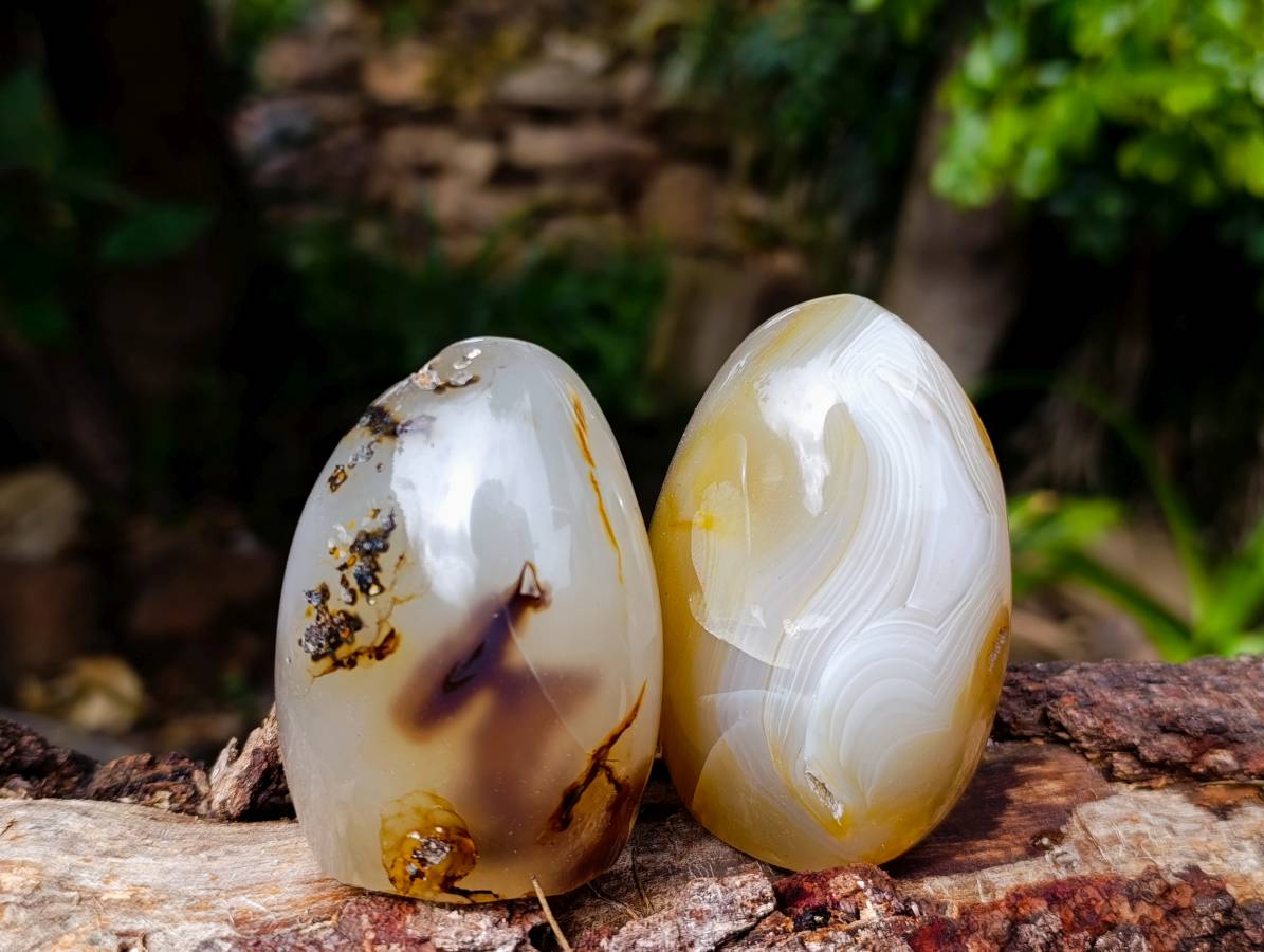 Polished Banded Agate Standing Free Forms x 6 From Madagascar - Toprock Gemstones and Minerals 