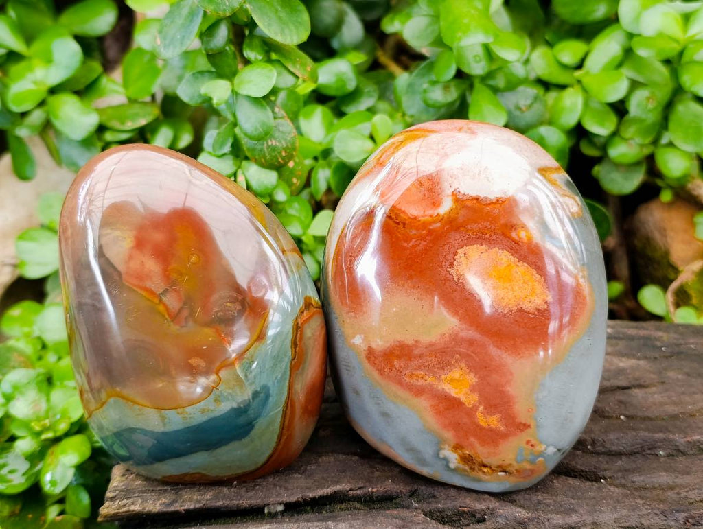 Polished Polychrome Jasper Standing Free Forms x 3 From NW Coast, Madagascar - Toprock Gemstones and Minerals 