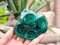 Polished Flower Banded Malachite Free Forms x 3 From Congo