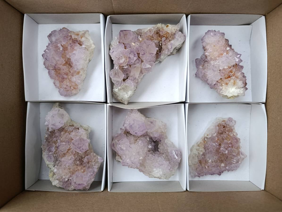 Natural Sunburst Amethyst Spirit Quartz Clusters x 6 From Boekenhouthoek, South Africa - Toprock Gemstones and Minerals 