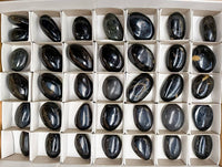 Polished Black Tourmaline Palm Stones x 36 From Madagascar