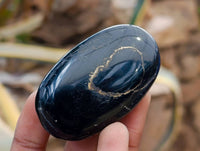 Polished Black Tourmaline Palm Stones x 36 From Madagascar
