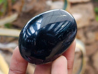 Polished Black Tourmaline Palm Stones x 36 From Madagascar