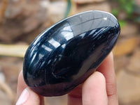 Polished Black Tourmaline Palm Stones x 36 From Madagascar