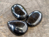Polished Black Tourmaline Palm Stones x 36 From Madagascar