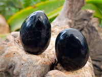Polished Black Tourmaline Palm Stones x 36 From Madagascar