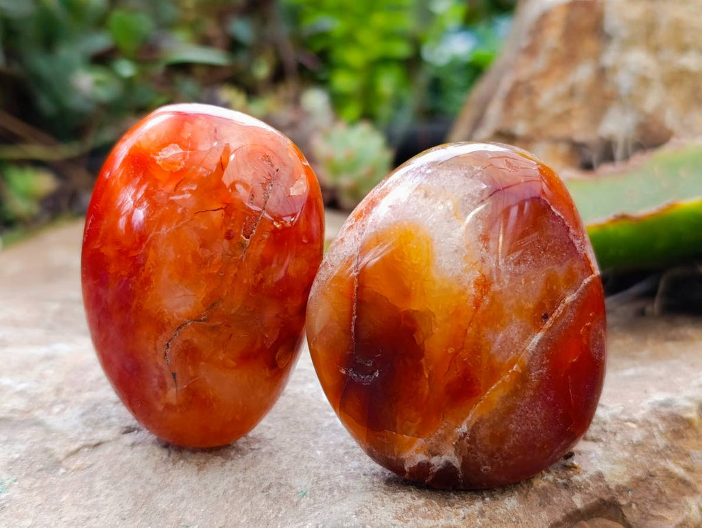 Polished Carnelian Agate Palm Stones x 20 From Madagascar - Toprock Gemstones and Minerals 