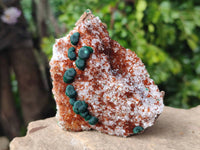 Natural Crystalline Ball Malachite and Drusy Quartz On Dolomite Matrix Specimens x 3 From Kambove, Congo