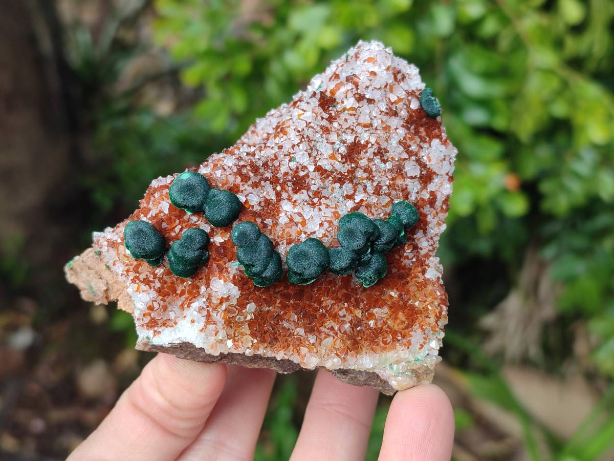 Natural Crystalline Ball Malachite and Drusy Quartz On Dolomite Matrix Specimens x 3 From Kambove, Congo - Toprock Gemstones and Minerals 