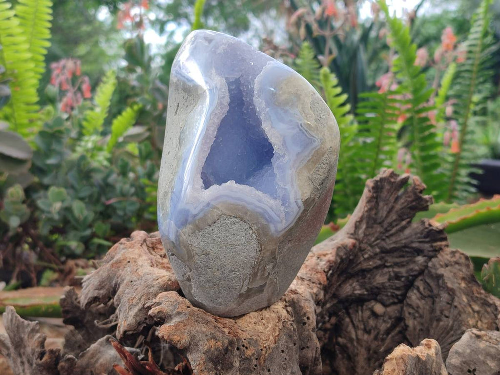 Polished Blue Lace Agate Standing Free Form x 1 From Nsanje, Malawi - Toprock Gemstones and Minerals 