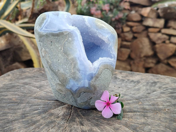 Polished Blue Lace Agate Standing Free Form x 1 From Nsanje, Malawi