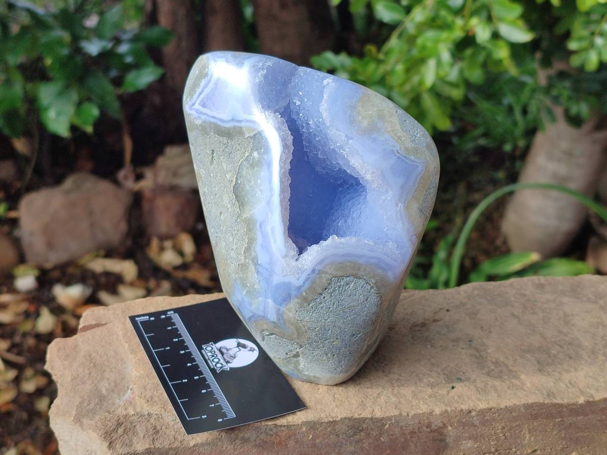 Polished Blue Lace Agate Standing Free Form x 1 From Nsanje, Malawi - Toprock Gemstones and Minerals 