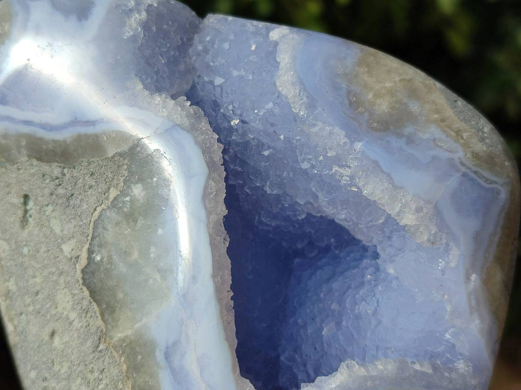 Polished Blue Lace Agate Standing Free Form x 1 From Nsanje, Malawi - Toprock Gemstones and Minerals 
