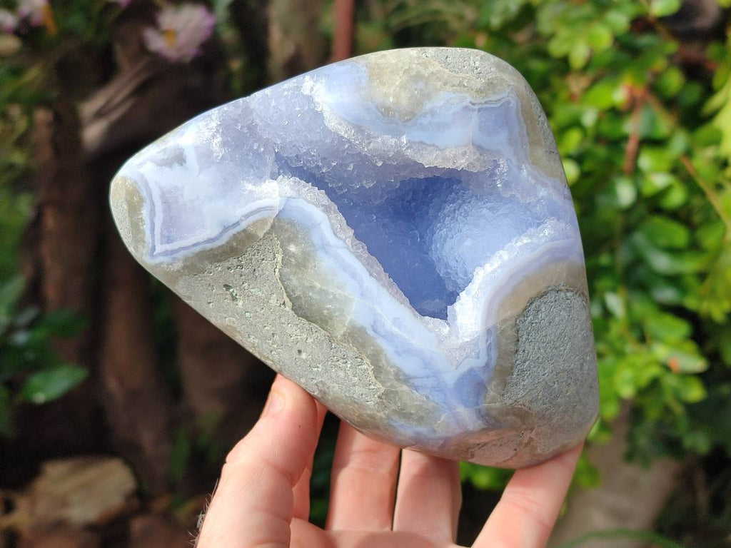 Polished Blue Lace Agate Standing Free Form x 1 From Nsanje, Malawi - Toprock Gemstones and Minerals 