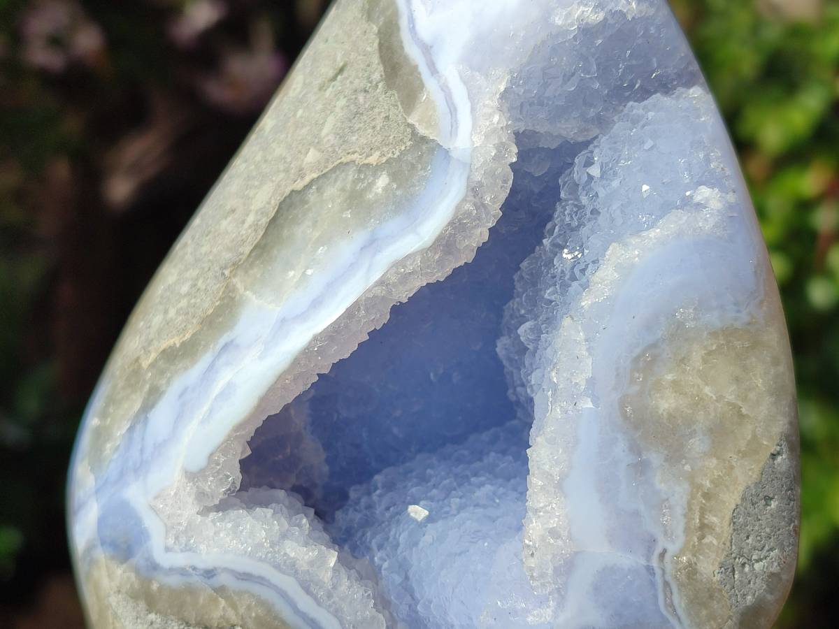 Polished Blue Lace Agate Standing Free Form x 1 From Nsanje, Malawi - Toprock Gemstones and Minerals 