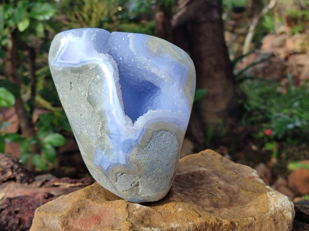 Polished Blue Lace Agate Standing Free Form x 1 From Nsanje, Malawi - Toprock Gemstones and Minerals 