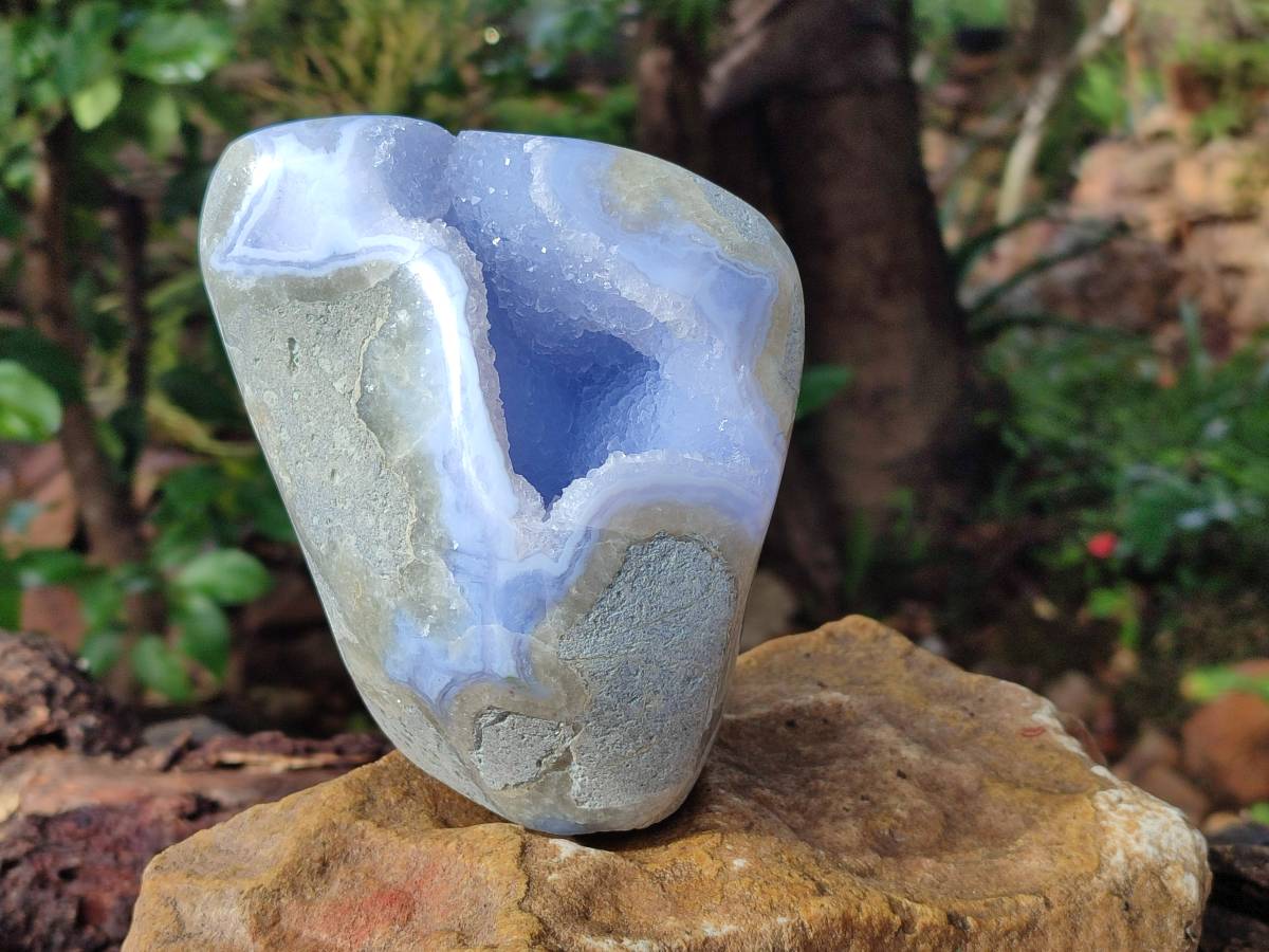 Polished Blue Lace Agate Standing Free Form x 1 From Nsanje, Malawi - Toprock Gemstones and Minerals 