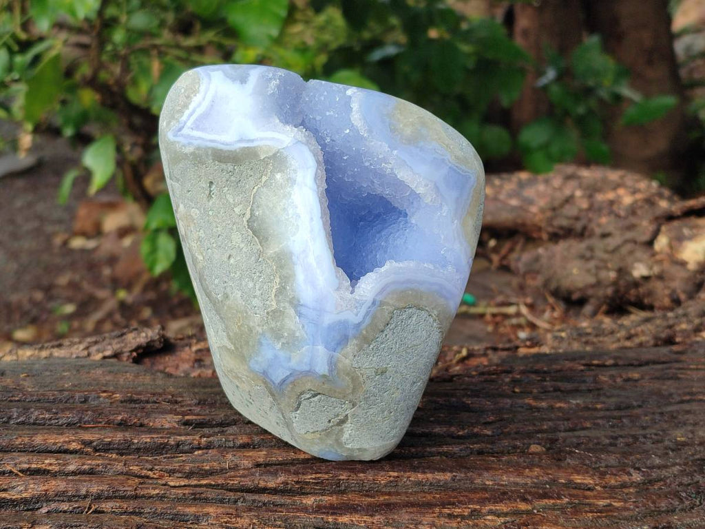 Polished Blue Lace Agate Standing Free Form x 1 From Nsanje, Malawi - Toprock Gemstones and Minerals 