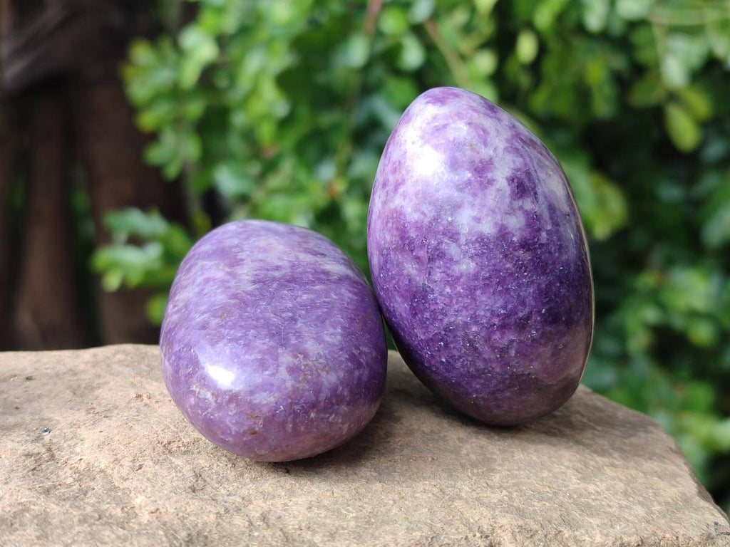Polished Lepidolite With Pink Rubellite Palm Stones x 12 From Ambatondrazaka, Madagascar - Toprock Gemstones and Minerals 